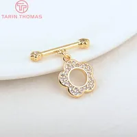 Fermoirs à bascule en laiton plaqué or 24 carats avec incrustations de zircones cubiques en forme d'étoile, de cœur et de fleur pour colliers et bracelets - Vente en gros