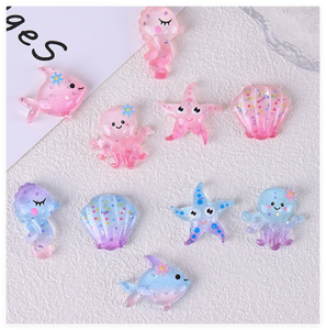 Coquille d'étoile de mer <span class=keywords><strong>hippocampe</strong></span> pieuvre Kawaii bricolage artisanat charme ongles Art planaire résine cheveux arc centres Flatback téléphone épingle à cheveux Cabochon - Product Image 2