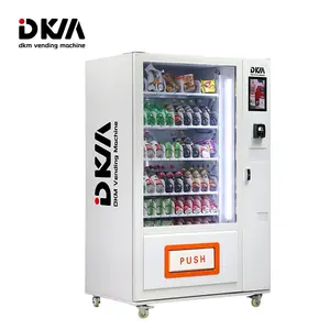 DKM high tech 24 hour automatic big touch screen food chips cold soft soda drink combo vending machine for food and drink