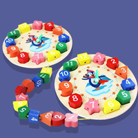 Juego de Mesa Montessori 3D de Clasificación de Formas y Reloj, Rompecabezas de Geometría de Dibujos Animados, Juguetes Educativos de Aprendizaje Temprano para Niños y Niñas