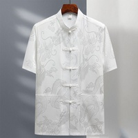 Set Latihan Tai Chi Pria Baju Tradisional Cina Hanfu Lengan Panjang Motif Bunga Kancing Depan Bahan Sutra Es