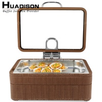 Huadison hôtel équipement rectangle en bois réchaud neuf litres réchauds pour la restauration