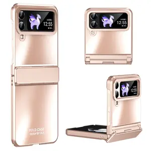 Hard PC Electroplating Folding Mobile Phone Case For Samsung Galaxy Z Flip4 Flip3 5G Oppo Find N2 Flip Matte Luxury Phone Cover
