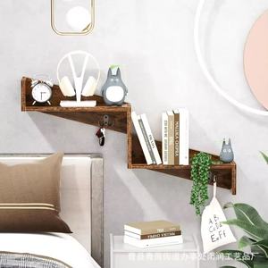 Estantes de pared de madera de dos niveles con tornillos integrados para almacenamiento en la entrada y perchero para ropa - Product Image 1