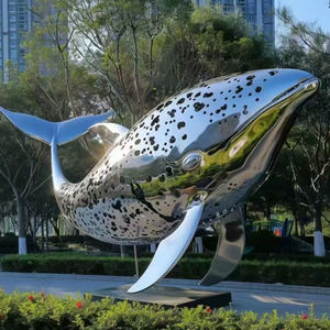 Sculpture de <span class=keywords><strong>baleine</strong></span> en acier inoxydable Grandes sculptures et sculptures en pierre de décoration en métal sur le thème de l'océan - Product Image 6