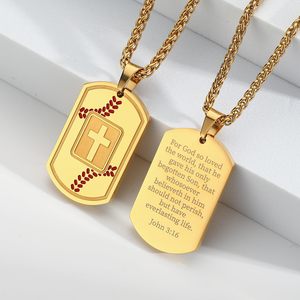 Collier pour homme en acier inoxydable avec pendentif croix et verset biblique, bijoux religieux sportifs, cadeaux d'anniversaire pour elle - Product Image 1