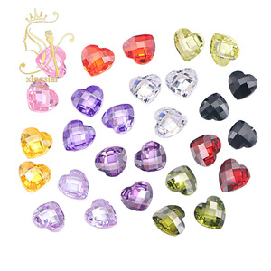 Piedra <span class=keywords><strong>de</strong></span> Circonio Sintético Directamente <span class=keywords><strong>de</strong></span> Fábrica, 10 mm, Corte Corazón con Doble Cara <span class=keywords><strong>de</strong></span> Tortuga, Varios <span class=keywords><strong>Colores</strong></span>: Blanco, Rosa, Amarillo, Gemas <span class=keywords><strong>de</strong></span> Circonio Cúbico - Product Image 1