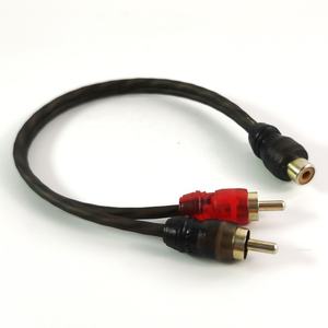 RCA Twisted Pair kabel <span class=keywords><strong>Audio</strong></span> jaket PVC 1-female 2-Male <span class=keywords><strong>Y</strong></span> Adapter Splitter untuk Subwoofer Stereo 1080p Braid Stock tersedia - Product Image 1