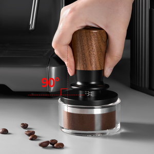 BANLEE 51/53/58mm Tasseur à café auto-nivelant à ressort avec poignée en noyer et base en acier inoxydable pour presse à expresso - Product Image 3