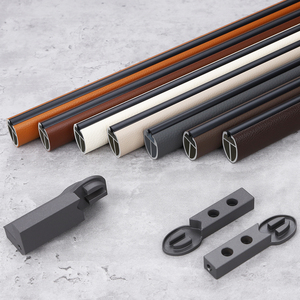 Barre de penderie ovale en cuir avec revêtement en cuir PU, en alliage d'aluminium, antidérapante, pour vêtements - Product Image 6