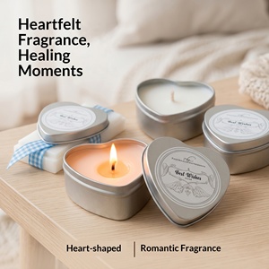 Vela perfumada en forma de corazón, romántica, de cera de soja en lata, para aromaterapia, decoración del hogar para San Valentín - Product Image 3