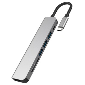 Nhà máy OEM <span class=keywords><strong>USB</strong></span> C 7 trong 1 cổng HUB Loại C để giám sát Bộ chuyển đổi 4K Video 3usb3.0 SD/TF mic SD Đầu đọc thẻ nhà phân phối PD 3.0 HUB - Product Image 2