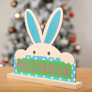 Figura de Conejo de Pascua, Decoración de Madera con Forma de Conejo, Decoración Interior para el Hogar, Regalo QW-222 - Product Image 2
