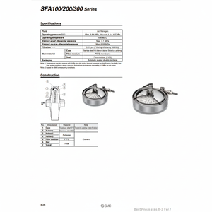 Équipement de filtration industrielle SMC Pneumatics Filtre à gaz propre SFA302-02 - Product Image 1