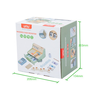 Ensemble de jouets éducatifs <span class=keywords><strong>en</strong></span> <span class=keywords><strong>bois</strong></span> pour enfants, <span class=keywords><strong>caisse</strong></span> <span class=keywords><strong>enregistreuse</strong></span> artificielle de supermarché, machine de vente de pièces de monnaie, maison de jeu pour garçons et filles - Product Image 6