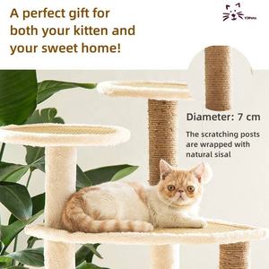 Menara cakar kucing furnitur rumah mainan kucing pohon tempat tidur gantung hewan peliharaan bingkai mainan kucing papan garuk memanjat bingkai - Product Image 4