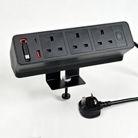Console de charge intégrée au bureau Factory Furniture Edge, organisateur de bureau à trois prises avec PD20W Type C et 18W USB-A