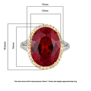 Vintage Jewelry Eco-friendly Copper Gold Plated Oval Cut 12*16MM Red Cubic Zirconia <b>Adjustable</b> <b>Rings</b> for Refined Daily - Product Image 2