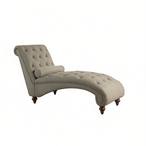Chaise Longue Moderna in Tessuto con Bottoni Trapuntati e Piedini Lavorati, Arredamento per Soggiorno - Product Image 1