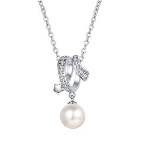 S925 Silber Moissanit Halskette 8mm Makellose Süßwasserperlen-<span class=keywords><strong>Kette</strong></span> Damen Hochzeit Party Schmuck Großhandel - Product Image 5