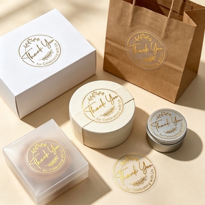 Adesivi Sigillanti Trasparenti Impermeabili Fustellati Personalizzati con Logo Stampato, Etichette per Imballaggio in Lamina d'Oro Trasparente - Product Image 6