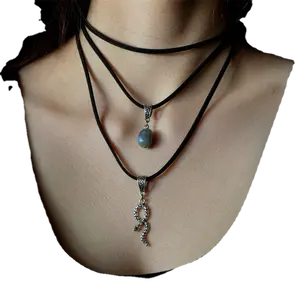 Groothandel Gothic Parfum Rose Trui Ketting Camee Zwarte Legering Zodiac S Voor Vrouwen Halloween Kristal