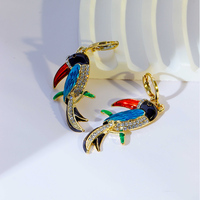 Boucles d'oreilles pendantes en émail plaqué or à la mode Boucles d'oreilles en acier inoxydable Zircon Bee Bird