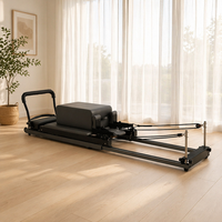 Machine de Pilates Reformer en aluminium durable, pliable, pour usage domestique, avec cadre noir, design compact et portable pour studio de Pilates
