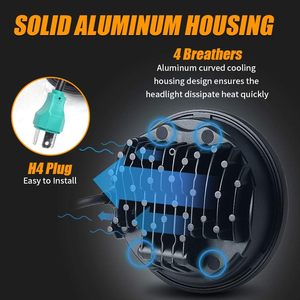 Phare de moto LED de 5-3/4 5,75 pouces compatible avec Harley Davidson Sportster Iron 883 1200 Dyna Street <span class=keywords><strong>Bob</strong></span> Low Rider - Product Image 3