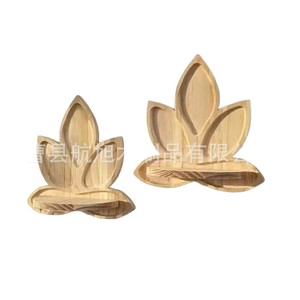 Étagère murale en bois en forme de lotus, couleur bois naturel, pour la décoration et l'organisation du salon - Product Image 1