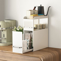 Support de rangement pour bouteilles d'assaisonnement à 2 niveaux Home Push-pull Armoire à épices en métal autoportante et anti-poussière pour coin de comptoir de cuisine