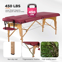 Table de massage pliable en bois portable, réglable en hauteur, avec sac de transport