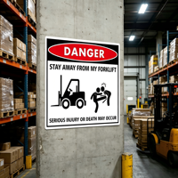 Autocollant vinyle personnalisé amusant et avertisseur de danger « Restez loin de ma chariot élévateur » pour la logistique d'entrepôt et les véhicules CAT