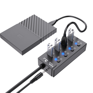 ฮับ4-in-1 <span class=keywords><strong>USB</strong></span> 3.0ความเร็ว5Gbps 4-พอร์ตพร้อมสวิตช์เปิด/ปิดไฟ LED ในสต็อกแฟลชไดรฟ์เครื่องพิมพ์ HDD ได้รับ<span class=keywords><strong>การ</strong></span>รับรอง - Product Image 2