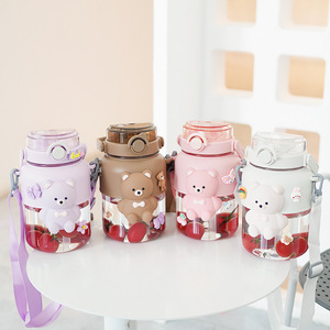 Gobelets en plastique pour enfants, grande capacité, mignons et attrayants, avec paille, tasse à eau ventrue - Product Image 3