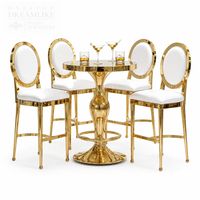 Table de cocktail haut de gamme en acier inoxydable doré, base ronde, table de bar pour mariage, événement, fête, location de bar, commande en gros disponible