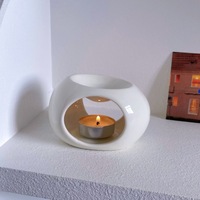 Bougeoir en céramique en forme d'oeuf Lampe à parfum Diffuseur d'aromathérapie Porte-encens pour encens