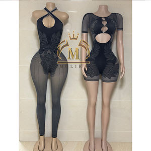 2024 Sexy femmes body voir à travers creux tricot coupe ajustée combishorts Sexy maille moulante barboteuses femmes combinaisons Sexy - Product Image 2