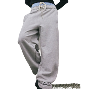 Pantalones de chándal de pierna recta informales ligeros y personalizados para hombre, pantalones de chándal transpirables tejidos de algodón 100% con bolsillos, deporte teñido liso - Product Image 4