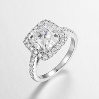Bague personnalisée en or blanc massif 14 carats avec diamant de laboratoire taille coussin de 3,0 carats |   Diamant de laboratoire certifié IGI, taille coussin, pour mariage