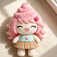 Peluche personnagre de dessin animé mignon en forme de crème glacée, jouet doux personnalisé, fourniture en gros OEM, cadeau promotionnel pour enfants, en polyester
