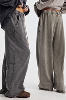 Trendige Street-Style Herren Lange Jogginghose mit Schneewaschung Vintage Distressed Finish - Kanten-Patchwork-Detail Stylischer Seitenstreifen