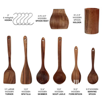 Ensemble d'ustensiles en bois de teck écologiques faits à la main, cuillères de cuisine antiadhésives, louche, outils de cuisine, prix d'usine OEM