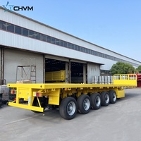 Offre Spéciale 2/3/4/5 essieux 50 tonnes semi-remorque en acier 20FT 40FT conteneur remorque à pont plat avec suspension pneumatique