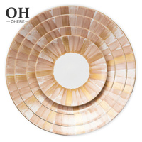 Offre Spéciale – Assiettes de Présentation Florales Orange Rayées Peintes à la Main en Porcelaine Fine – Vaisselle Écologique de Luxe pour Mariages – En Stock