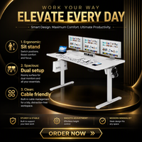 Bureau debout électrique avec plateau en deux parties 1200x300mm, hauteur réglable 740-1200mm, ergonomique, noir et blanc, pour bureau à domicile