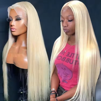 Perruque en cheveux humains 613, vente en gros, cheveux bruts cambodgiens, perruque frontale en dentelle HD 13*4, fournisseur, perruques blondes 613 sans colle pour femmes noires