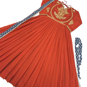 El último diseñador Heavy Faux Georgette bordado secuencia trabajo Anarkali Vestido por FabZone - Product Image 1