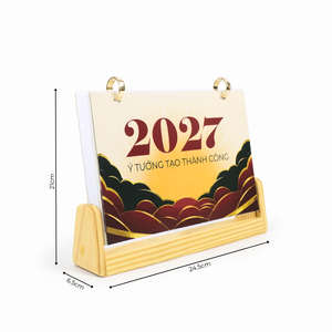 Calendario de Escritorio de Madera con Logotipo Personalizado, Base de Madera de Pino y Caja de Regalo, Regalo Corporativo Personalizado de Año Nuevo OEM LBG01 - Product Image 3