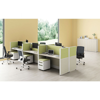 Poste de travail de bureau moderne pour 4 personnes avec bureau et chaise, structure en aluminium, plateau en bois, écologique et extensible
